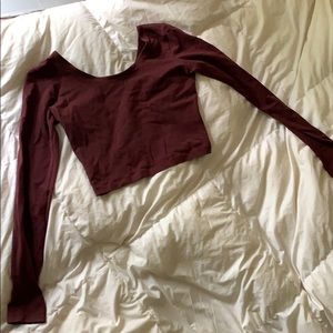 Rust red American Apparel long sleeve crop top